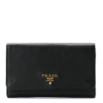 Prada Vitello Grain Wristlet Wallet Black 1 of 8
