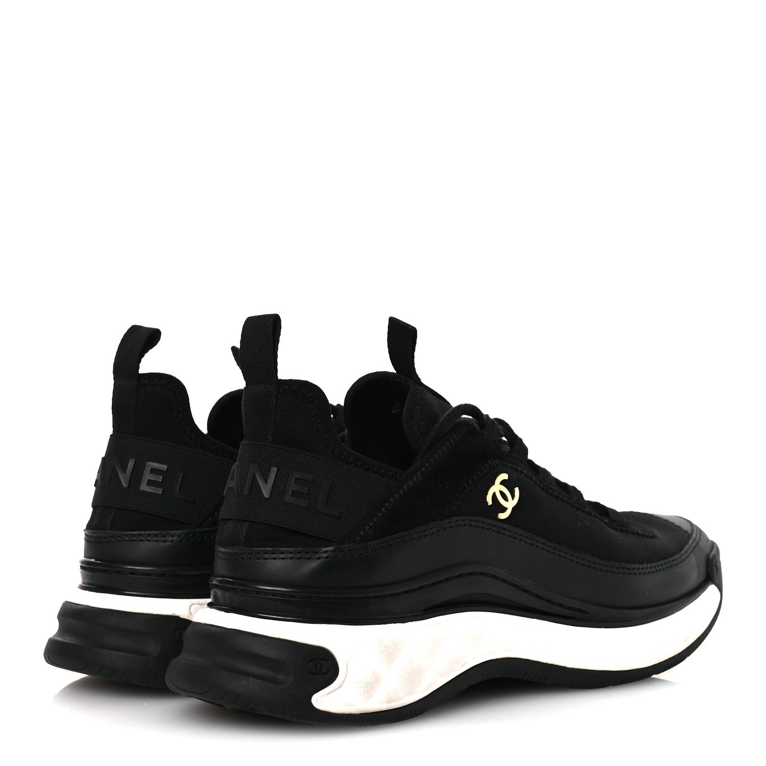 Chanel Velvet Calfskin Mixed Fibers CC Sneakers 38.5 Black 5 of 15