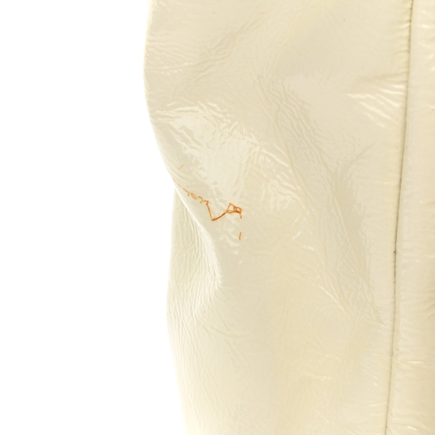 Crinkled Patent Modern Chain Flap White