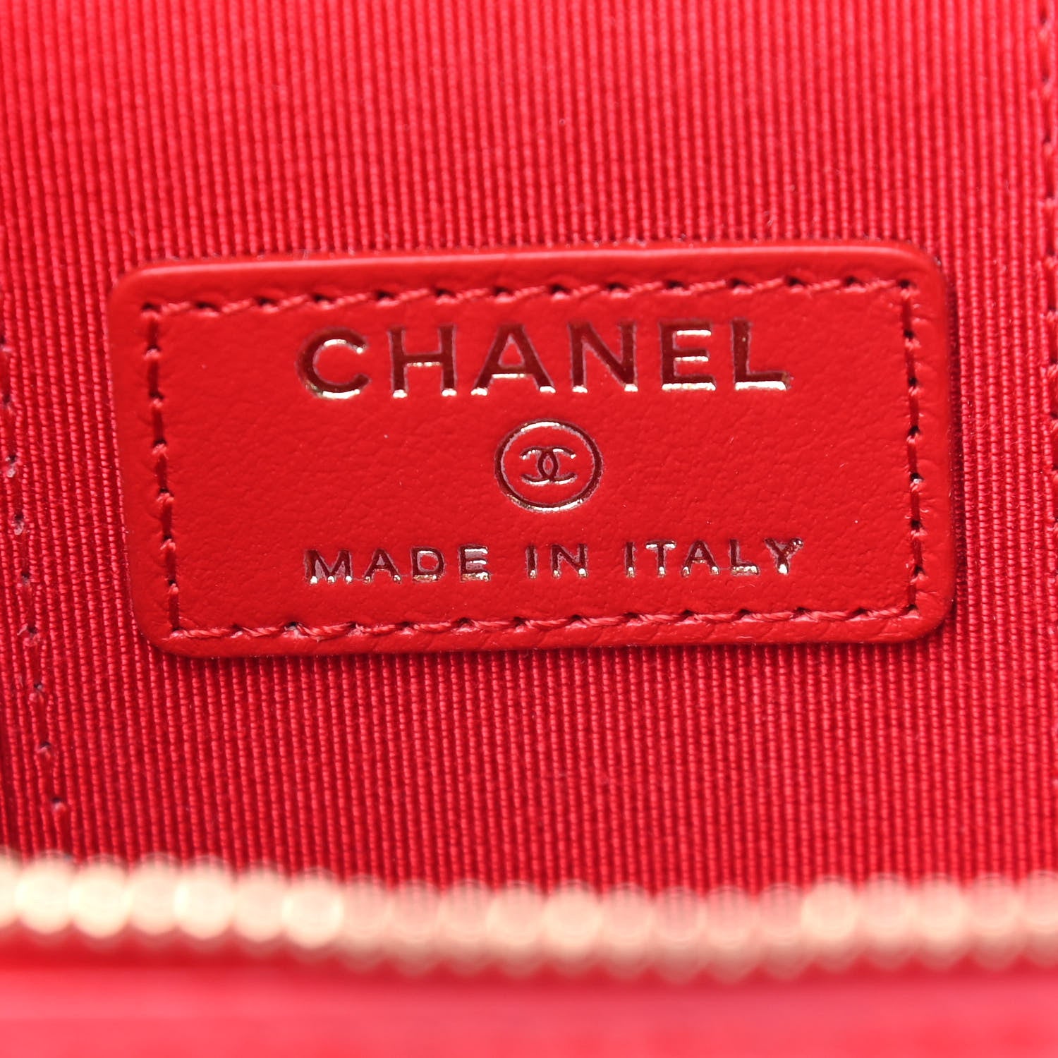Chanel Lambskin Camellia Embossed Mini Vanity Case With Chain Red 5 of 8