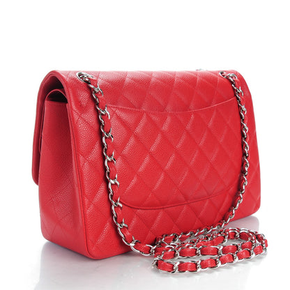 Chanel Caviar Quilted Jumbo Double Flap Red 3 of 8