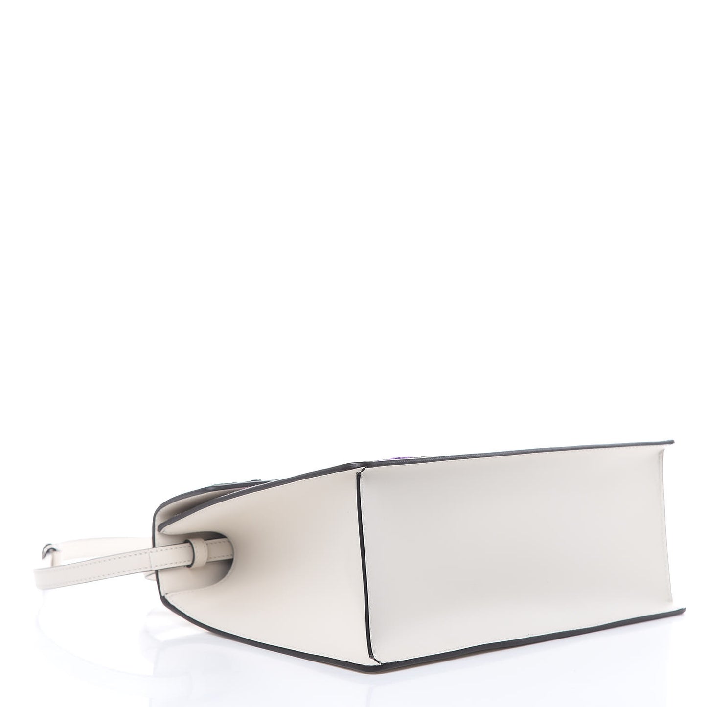 Calfskin Embroidered Medium Sylvie Top Handle Bag White
