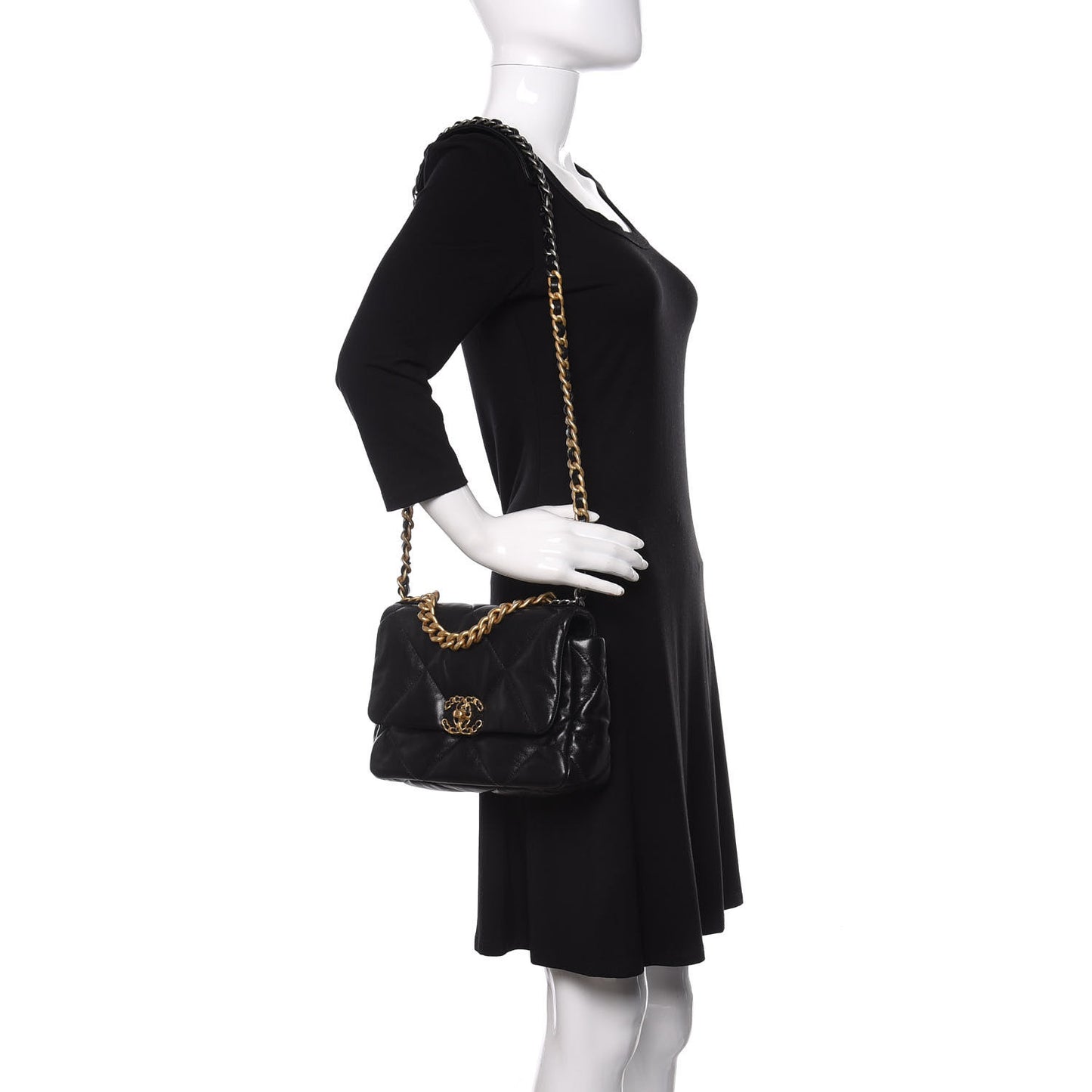 Goatskin Quilted Medium Chanel 19 Flap Black