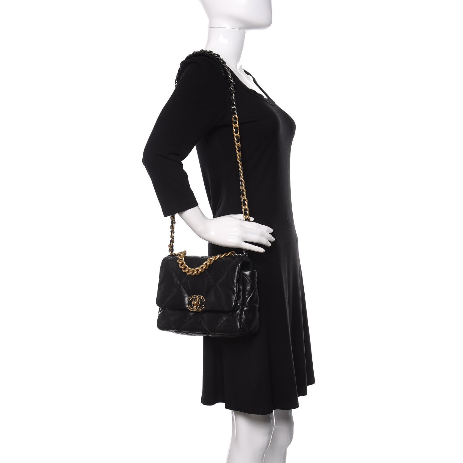 Chanel Goatskin Quilted Medium Chanel 19 Flap Black 2 of 11