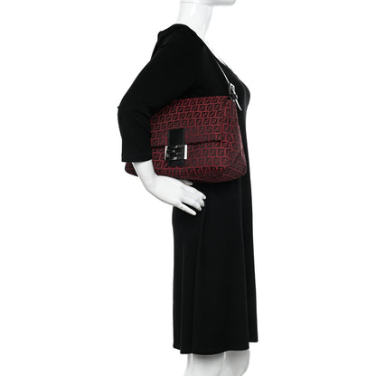 Fendi Zucchino Mama Baguette Red Black 2 of 9