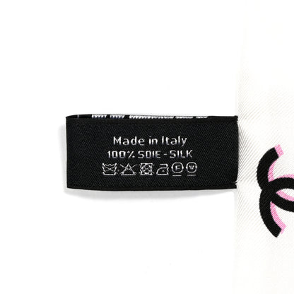 Chanel Silk Logo Slim Bandeau Scarf White Black Multicolor 4 of 4