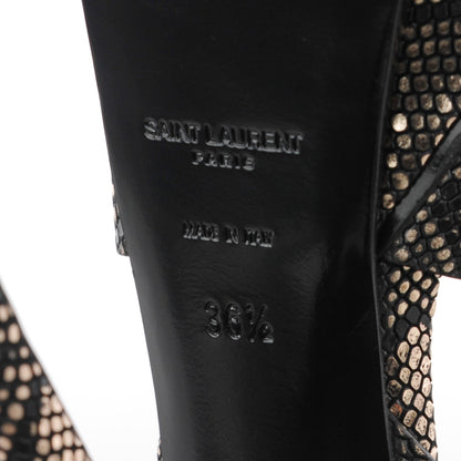 Saint Laurent Python Calfskin Embossed Classic Tribute 105 Platform Sandals 36.5 Black Gold 6 of 8