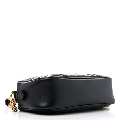 Gucci Calfskin Matelasse Small GG Marmont Chain Shoulder Bag Black 4 of 13