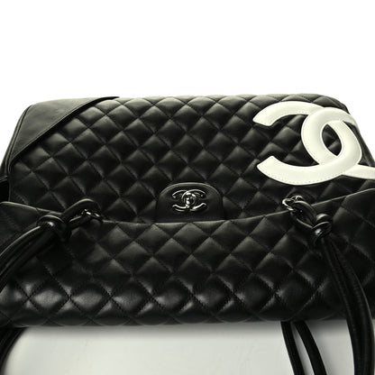Chanel Calfskin Quilted Large Cambon Flap Black White 6 of 7