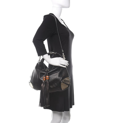 Gucci Calfskin Medium Indy Top Handle Hobo Black 2 of 12
