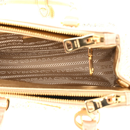 Prada Satin Crystal Mini Galleria Double Zip Tote Platino 4 of 10