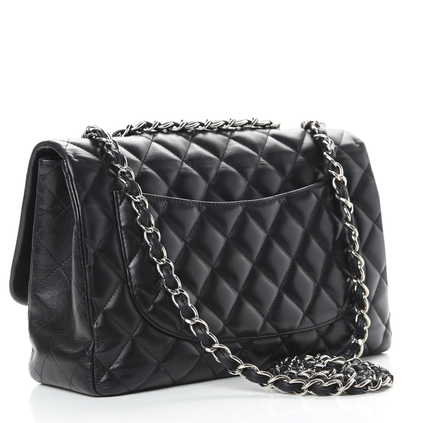 Lambskin Quilted Jumbo Single Flap Black