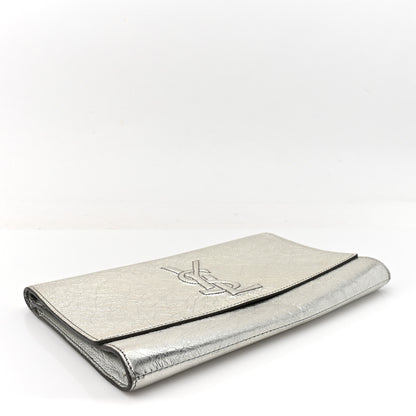 Saint Laurent Metallic Calfskin Monogram Large Belle De Jour Clutch Silver 4 of 11