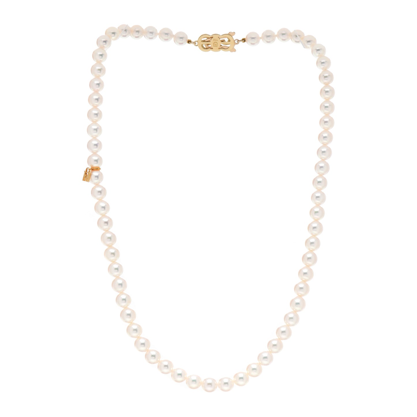18K Yellow Gold Akoya Pearl 6.5-7mm Strand Necklace 16"