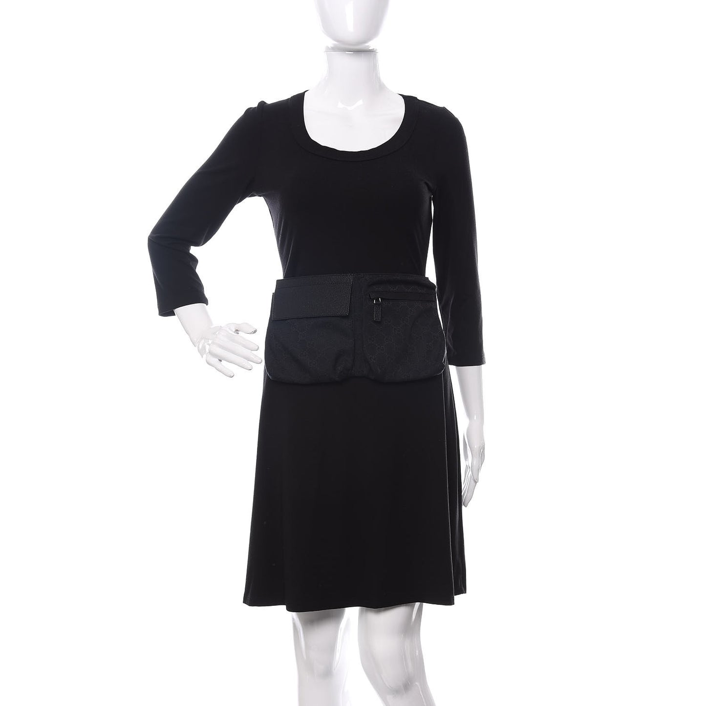 GG Monogram Double Pocket Belt Bag Black