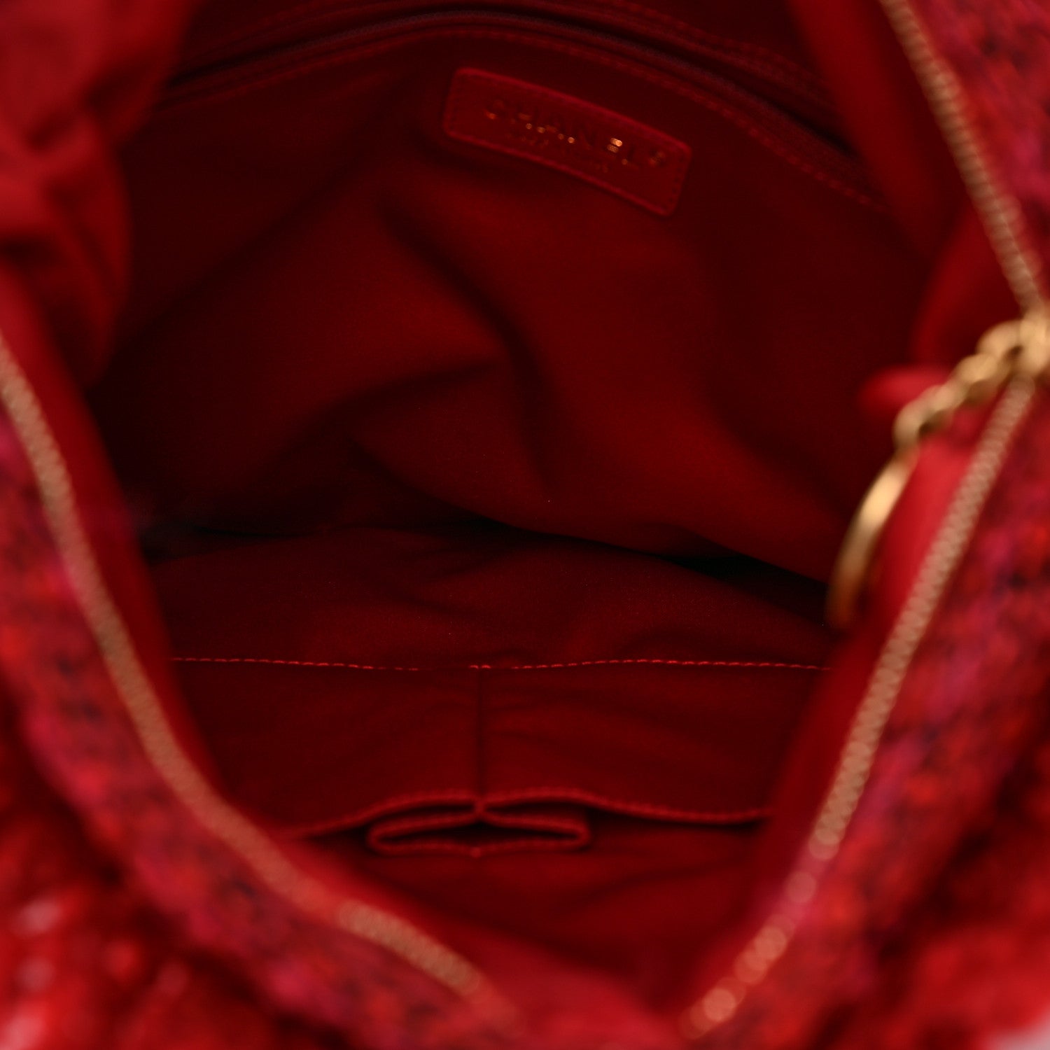 Chanel Tweed Quilted Fringe Clutch Red 10 of 18