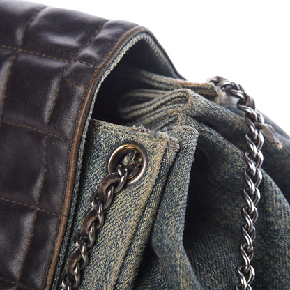 Chanel Denim Lambskin Chocolate Bar Accordion Flap Brown 16 of 20