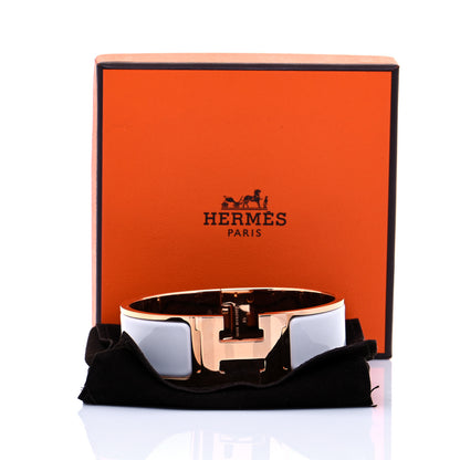 Hermes Enamel Wide Clic Clac H Bracelet GM White 8 of 8