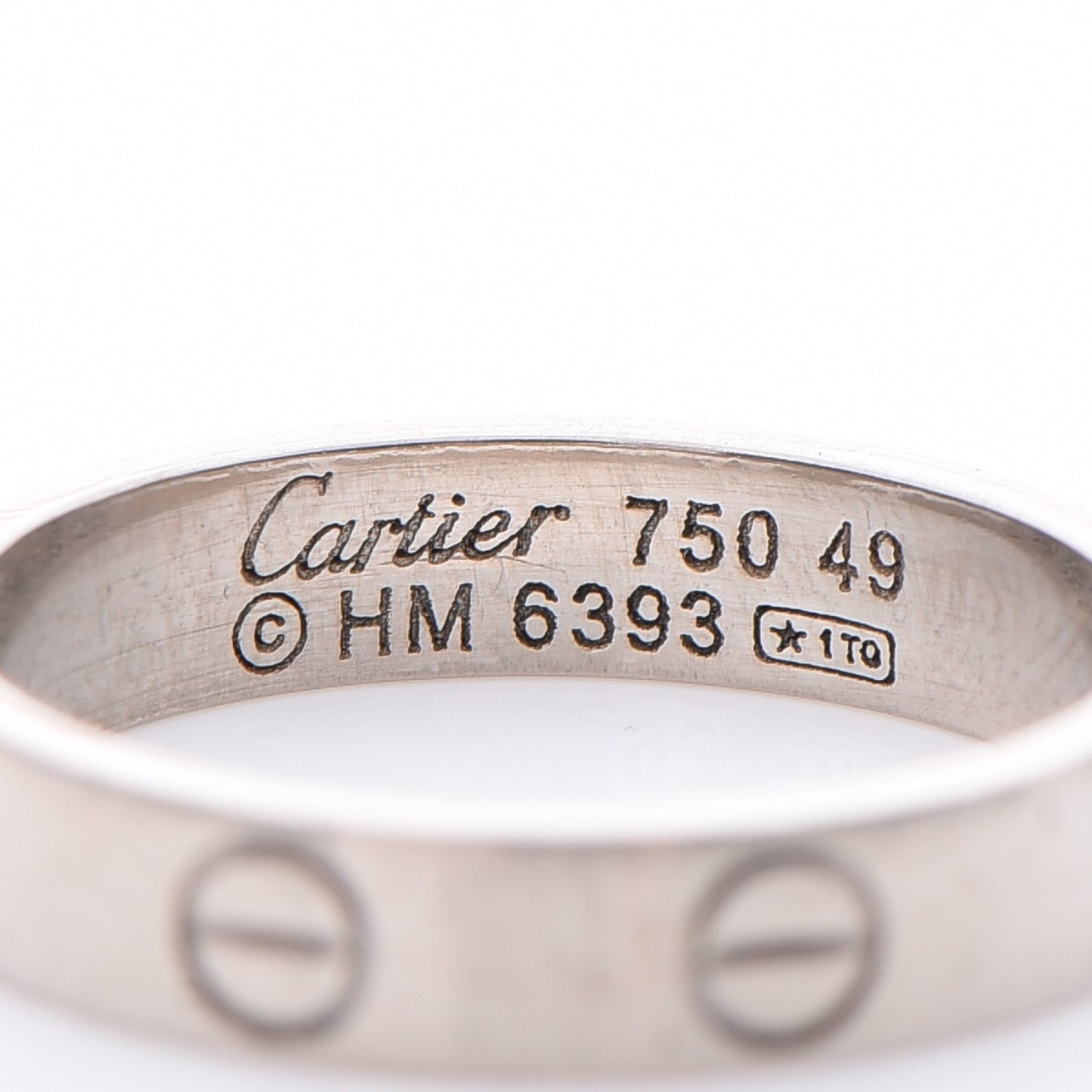 18K White Gold 3.5mm LOVE Wedding Band Ring 49 4.75