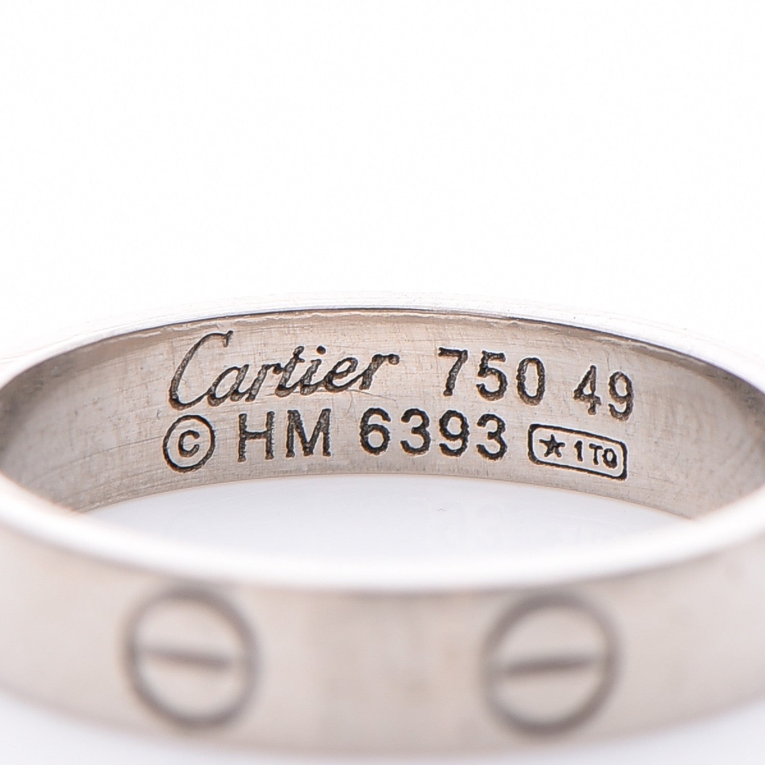 Cartier 18K White Gold 3.5mm LOVE Wedding Band Ring 49 4.75 4 of 5
