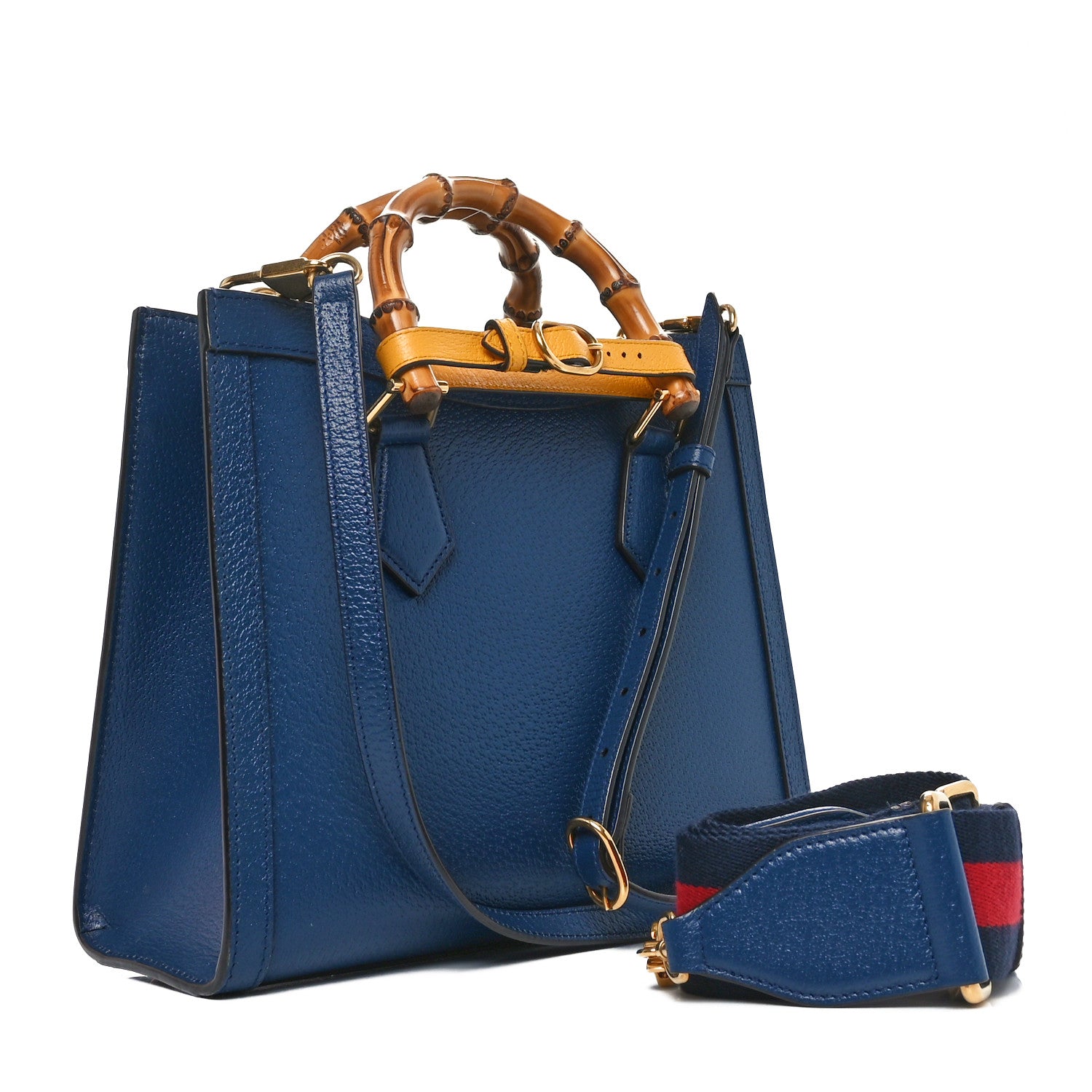 Gucci Textured Dollar Calfskin Web Small Diana Tote Bag Royal Crop 2 of 10