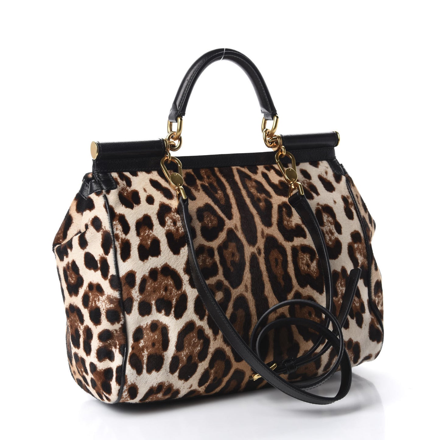 Calf Hair Leopard Print Large Miss Sicily Satchel Naturale