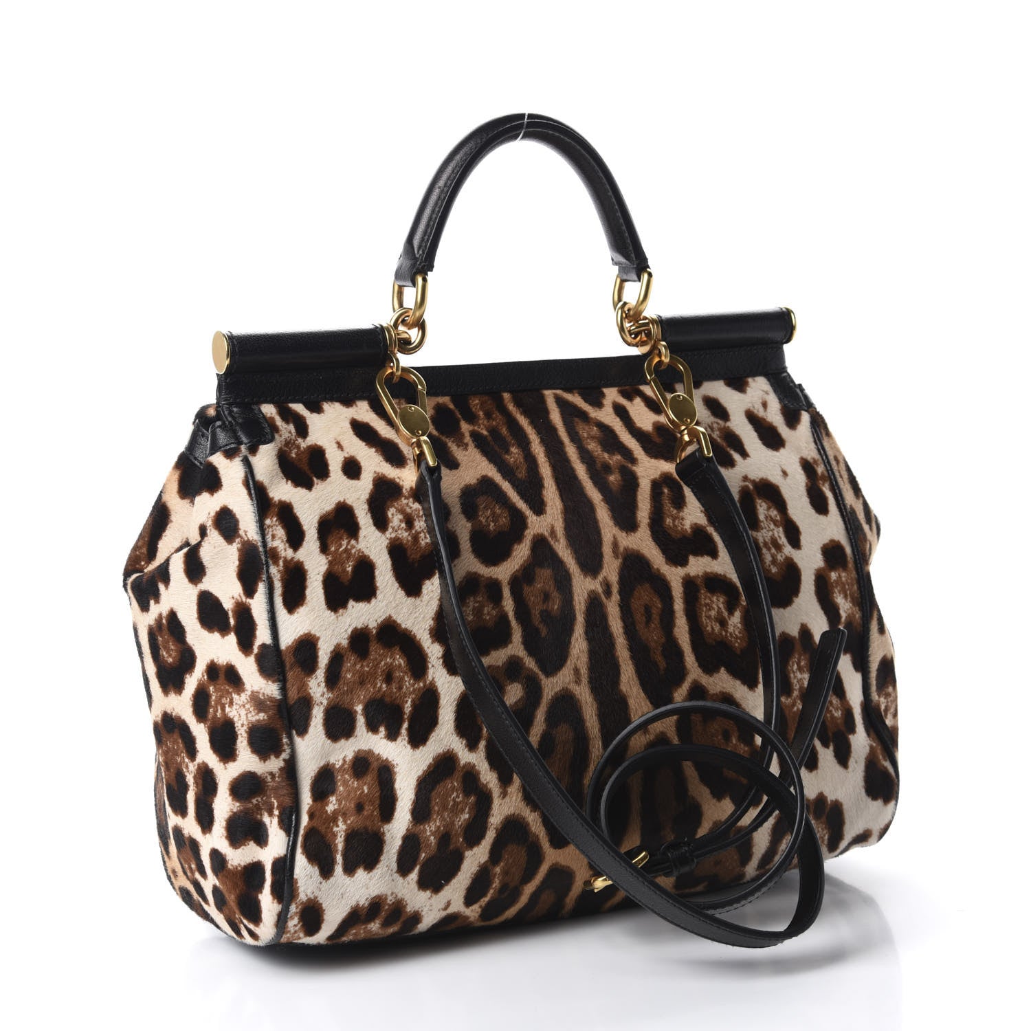 Dolce & Gabbana Calf Hair Leopard Print Large Miss Sicily Satchel Naturale 3 of 9