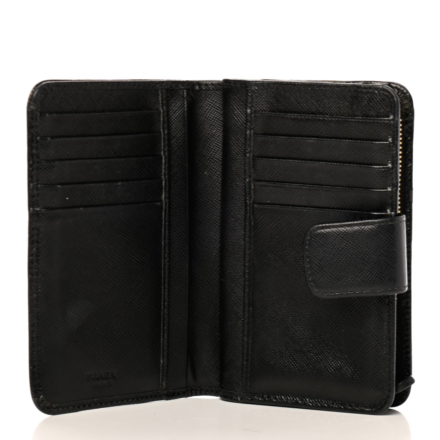 Prada Saffiano Metal Compact Wallet Black 5 of 8