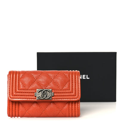 Chanel Caviar Quilted Boy Flap Card Holder Orange 10 of 10