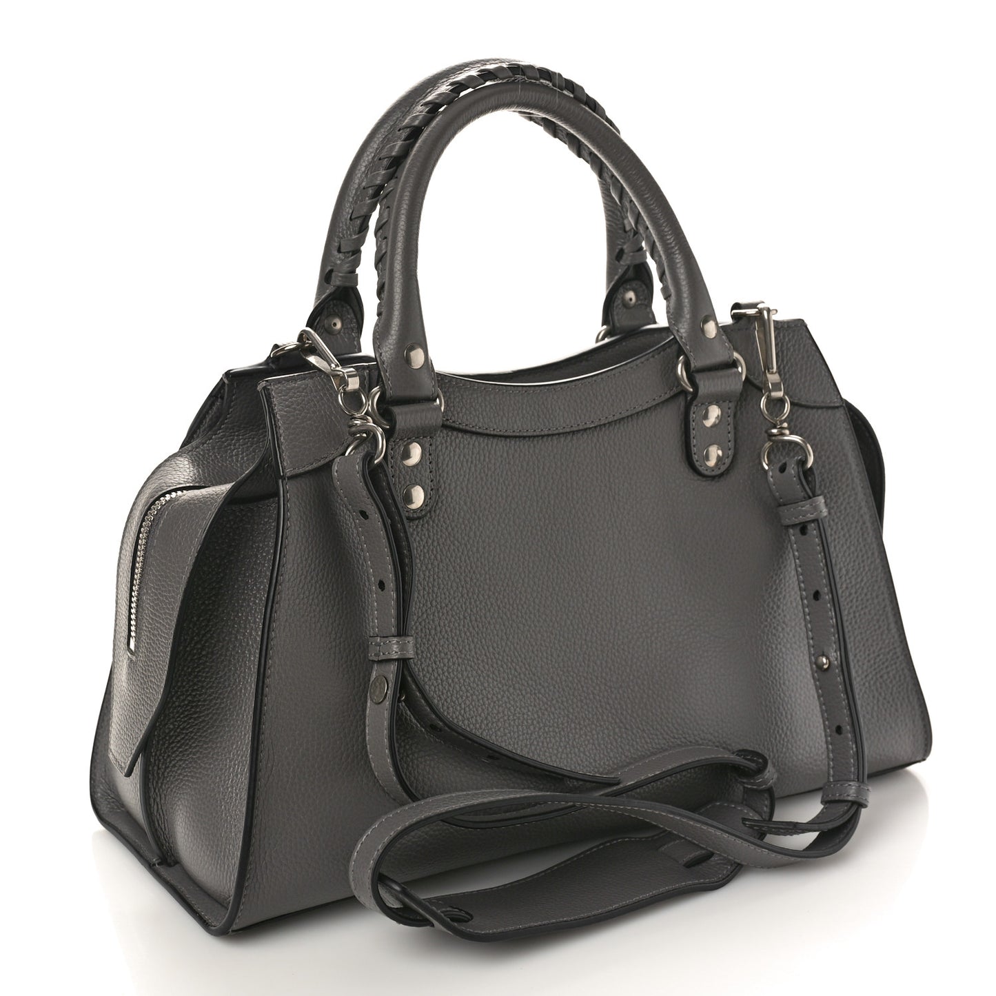 Grained Calfskin Neo Classic Silver Hardware S City Dark Grey