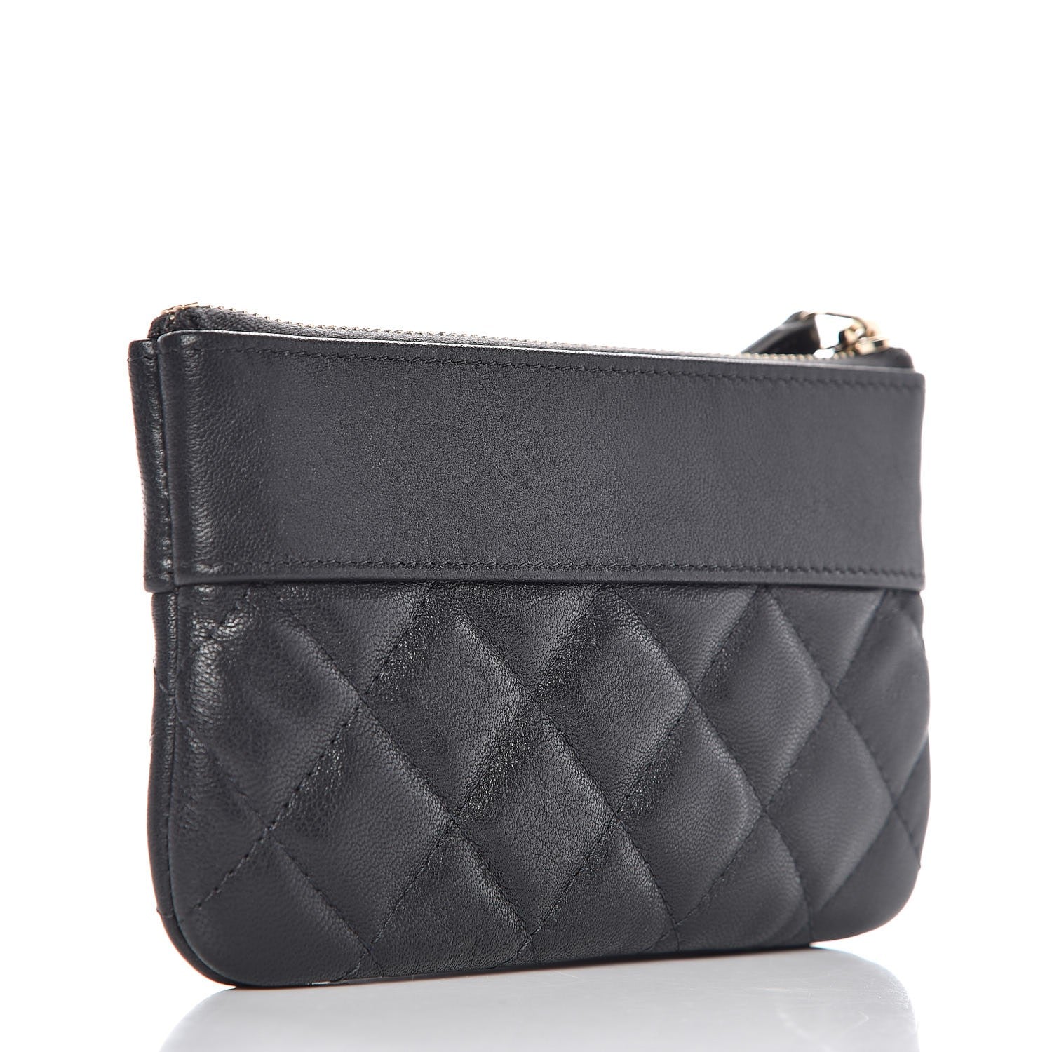 Chanel Sheepskin Quilted Small Vintage Mademoiselle Cosmetic Case Dark Grey 3 of 8