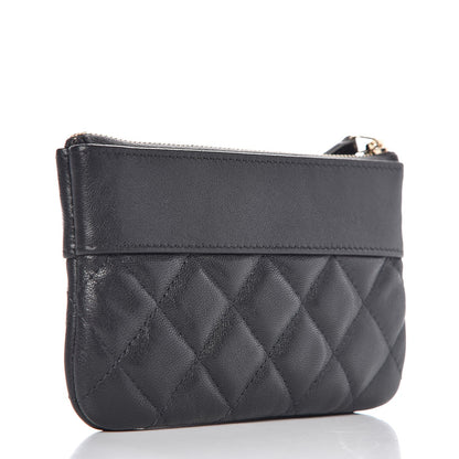 Chanel Sheepskin Quilted Small Vintage Mademoiselle Cosmetic Case Dark Grey 3 of 8