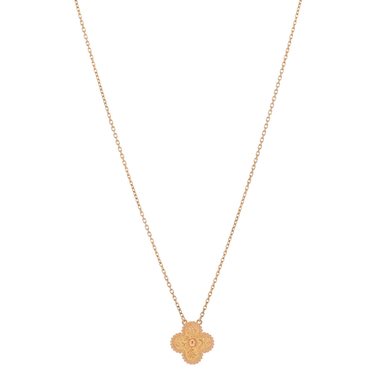 Van Cleef & Arpels 18K Rose Gold Vintage Alhambra Pendant Necklace 1 of 3