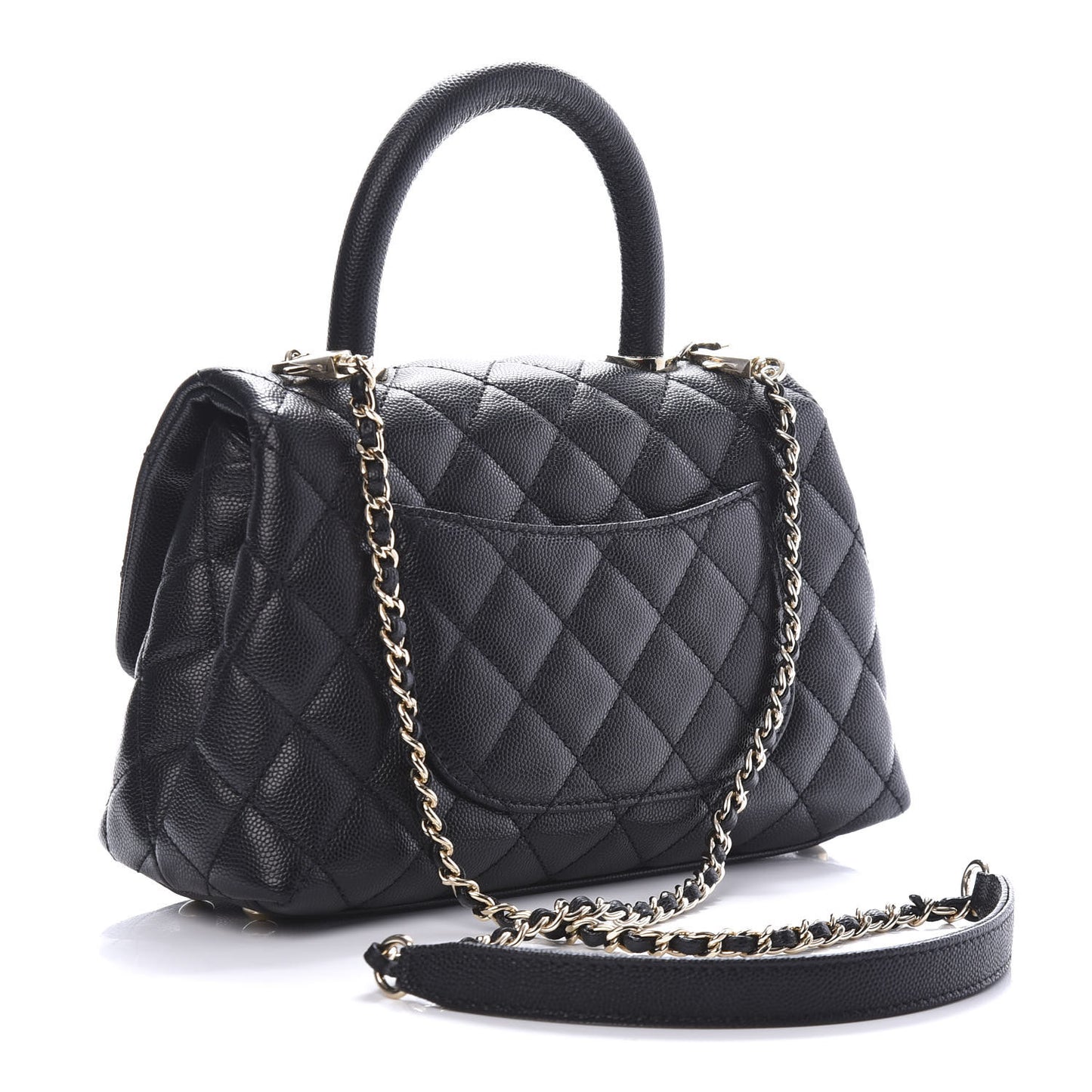 Caviar Quilted Mini Coco Handle Flap Black