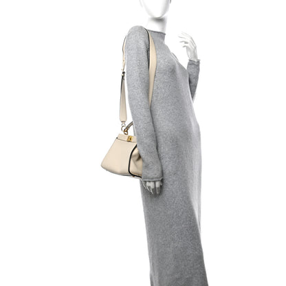 Fendi Vitello Seta Suede FF Mini Peekaboo Iconic Satchel Uovo Sigaro Marrone 2 of 12