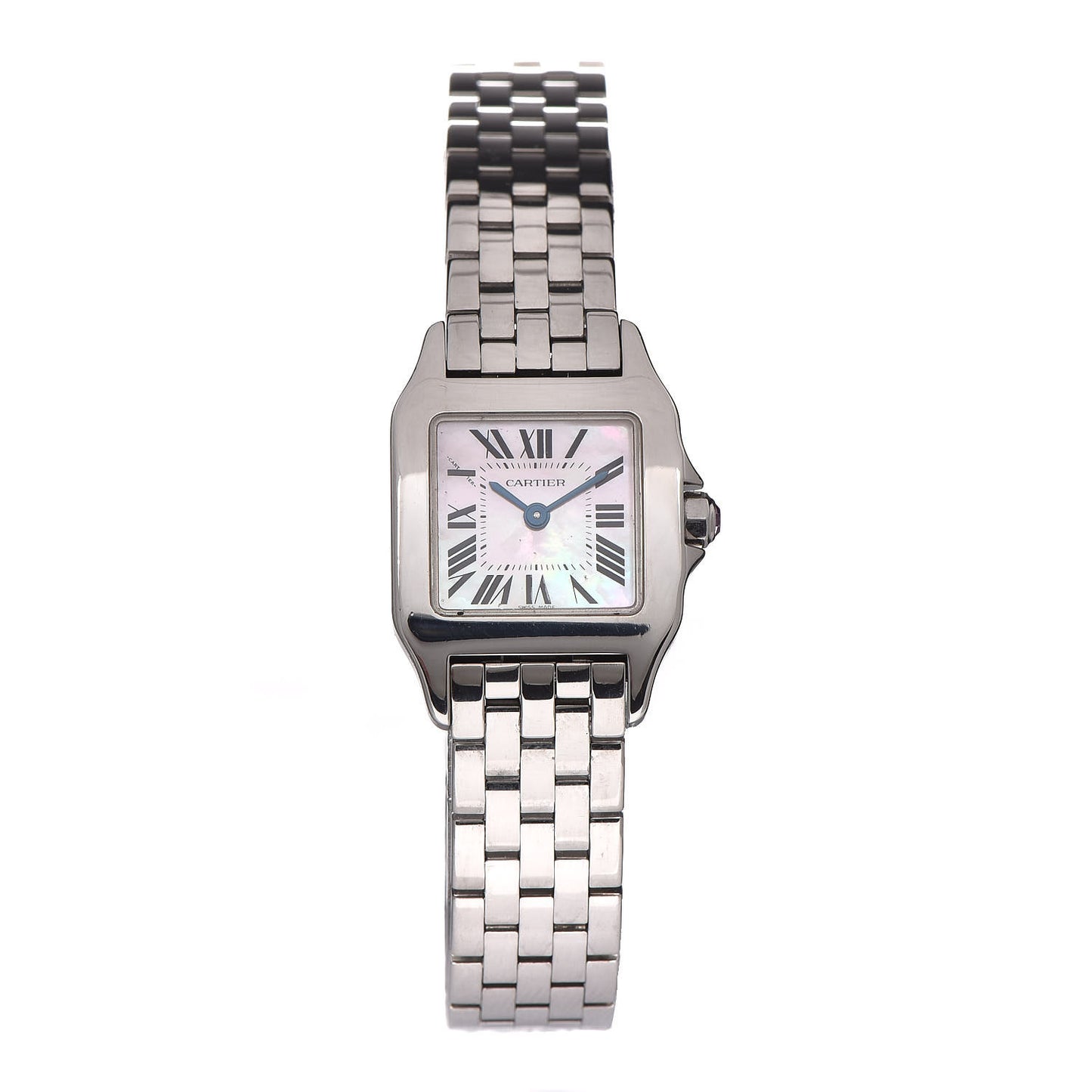 Stainless Steel Pink Mother of Pearl 20mm Santos Demoiselle Quartz Watch