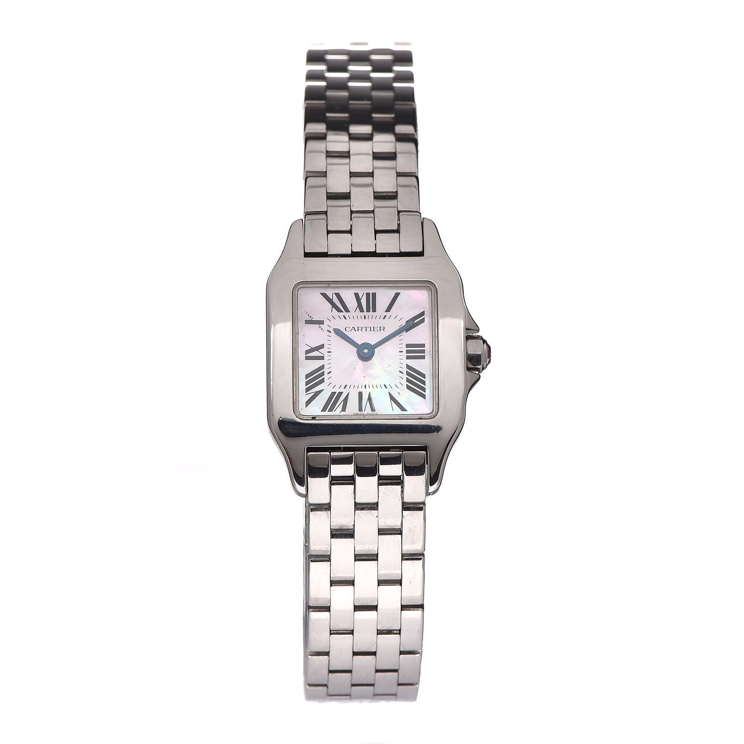 Cartier Stainless Steel Pink Mother of Pearl 20mm Santos Demoiselle Quartz Watch 2 of 7