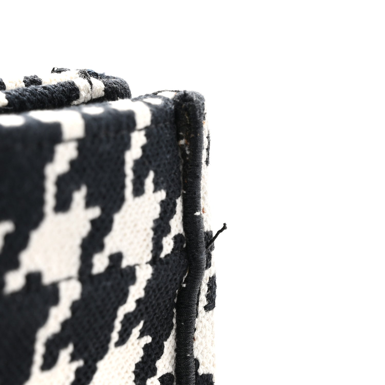 Christian Dior CHRISTIAN DIOR Canvas Macro Houndstooth Embroidered Medium Book Tote Black White 11 of 13