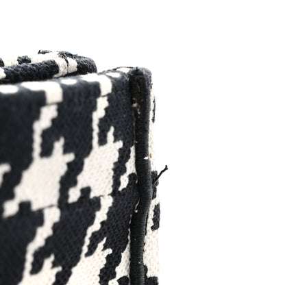 Christian Dior CHRISTIAN DIOR Canvas Macro Houndstooth Embroidered Medium Book Tote Black White 11 of 13