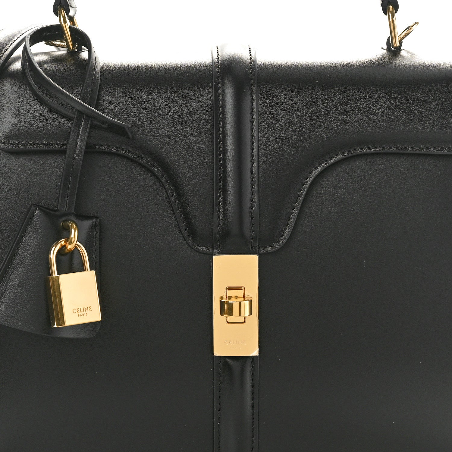 Celine Satinated Calfskin Small 16 Top Handle Bag Black 8 of 10