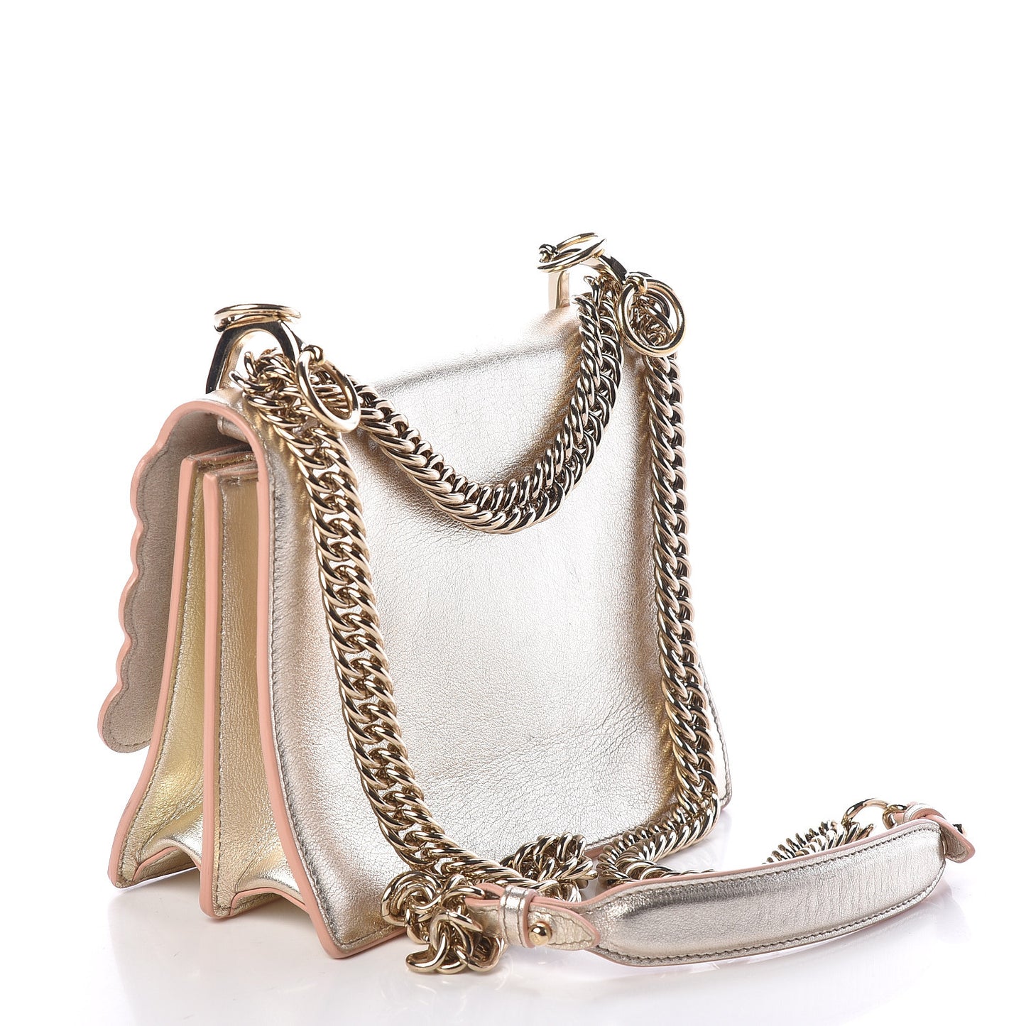 Vitello Catalan Mirror Scalloped Multi Studded Small Kan I Shoulder Bag Champagne