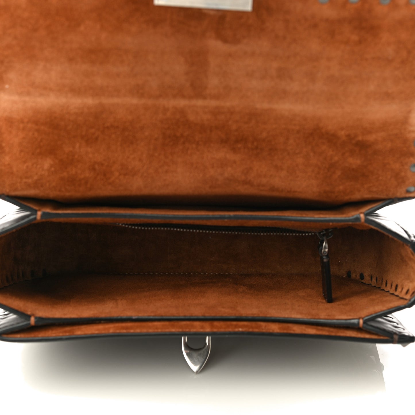 Calfskin Embossed Medium Guitar Strap Rockstud Rolling Flap Saddle Bag Brown
