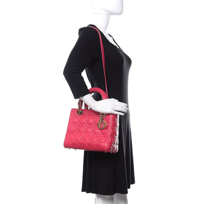 Christian Dior Lambskin Cannage Medium Lady Dior Fuchsia 2 of 10