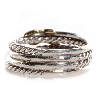 David Yurman Sterling Silver 18k White Gold X Crossover Ring 7 3 of 5