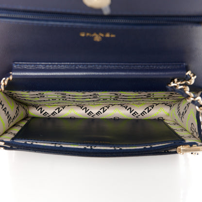 Chanel Caviar Quilted Hammered CC Wallet on Chain WOC Navy Blue 4 of 10