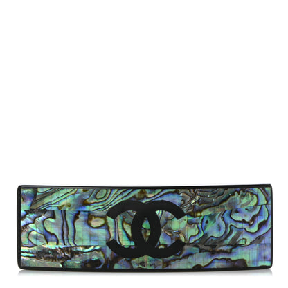 Chanel Resin Abalone CC Hair Clip Barrette Black 1 of 5