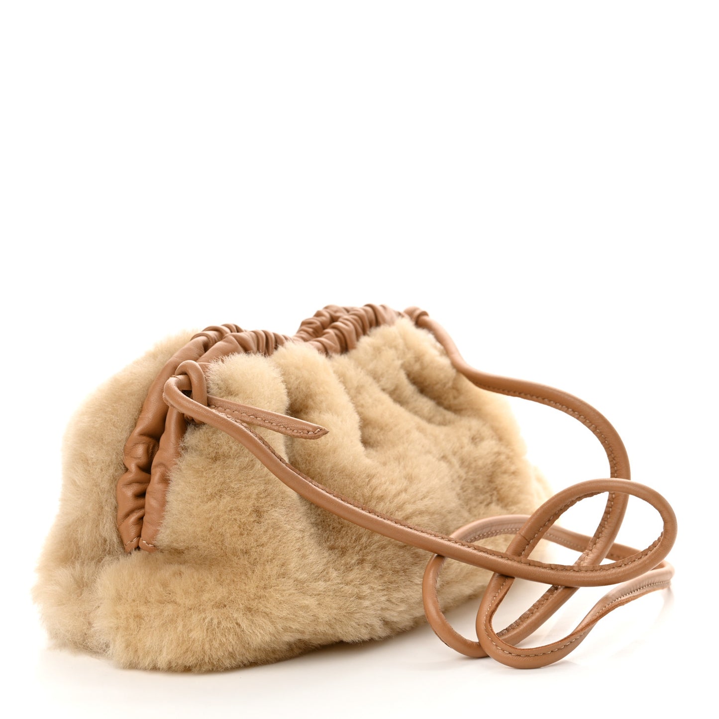 Shearling Mini Cloud Clutch Natural