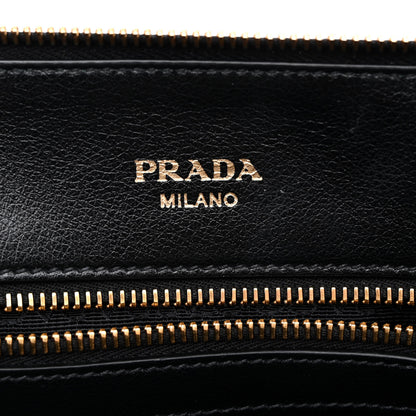 Prada Glace Calfskin Embossed Logo Tote Black 6 of 14