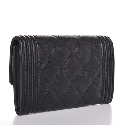 Chanel Calfskin Quilted Boy Card Holder Wallet Black 3 of 9