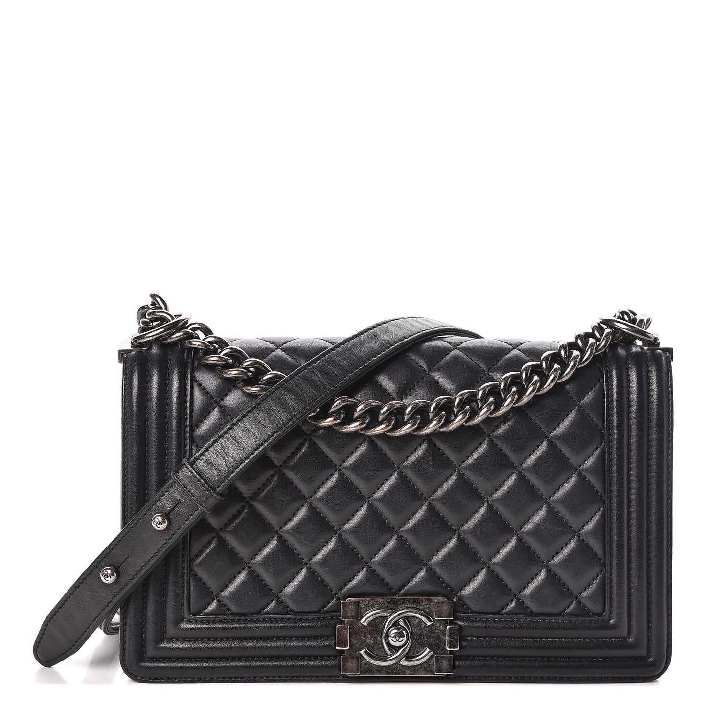 Calfskin Quilted Medium Boy Flap Black